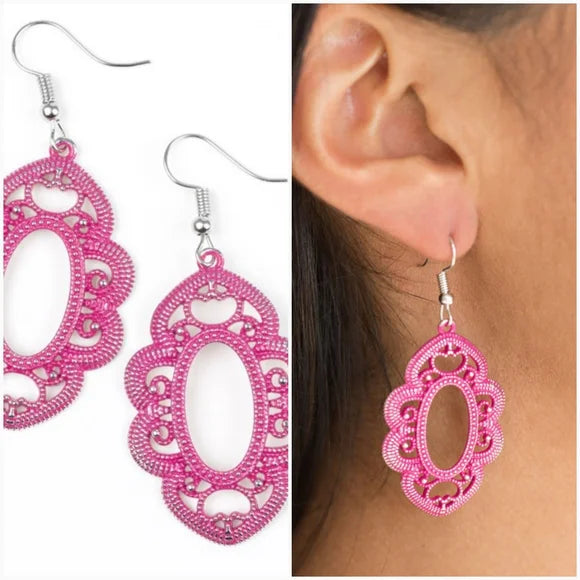 MANTRAS AND MANDALAS PINK EARRINGS