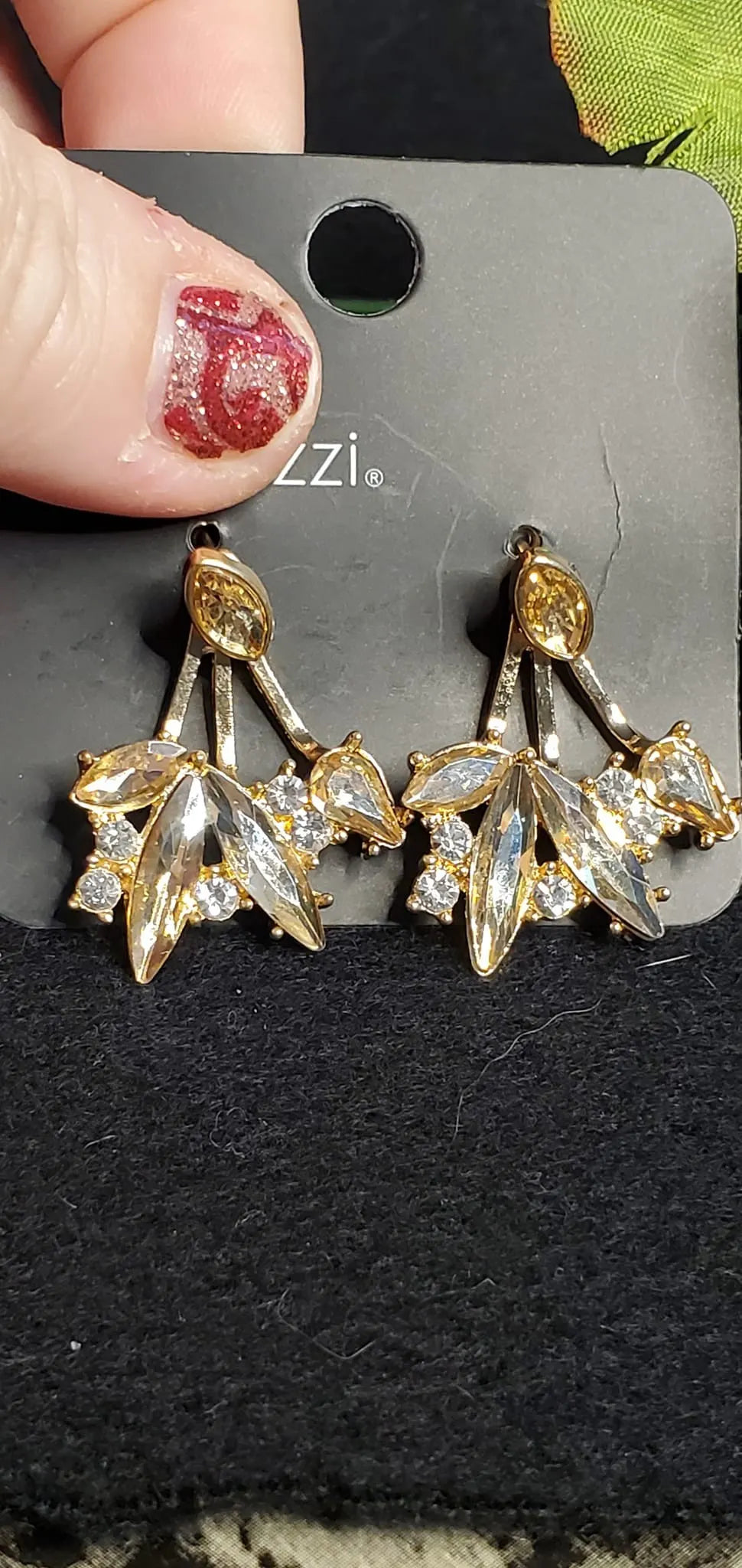 Deco Dynamite gold jacket earrings papa