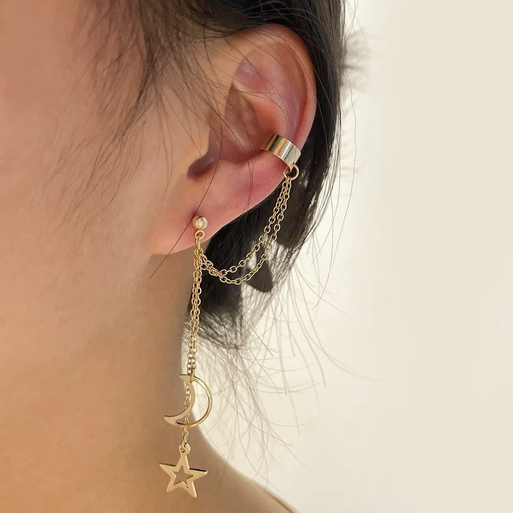 Moon and star cuff earrings 9351