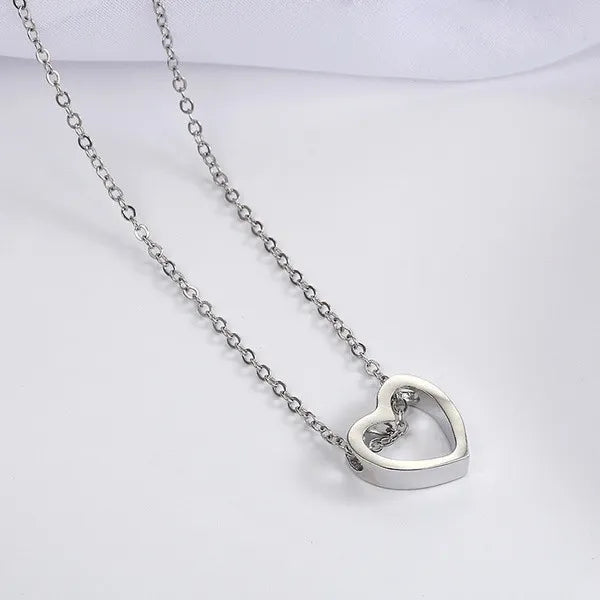 Open my heart short necklace silver