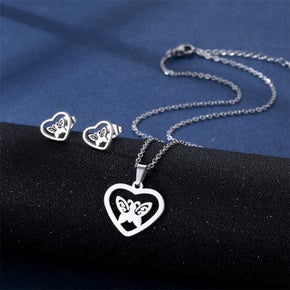 Butterfly or kitty silver short necklace 5022