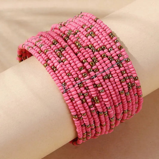 Coral seed cuff pink bracelet 2976