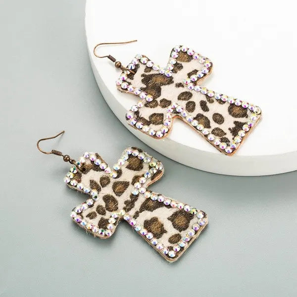 Heart shinner leather  earrings inspire 6432