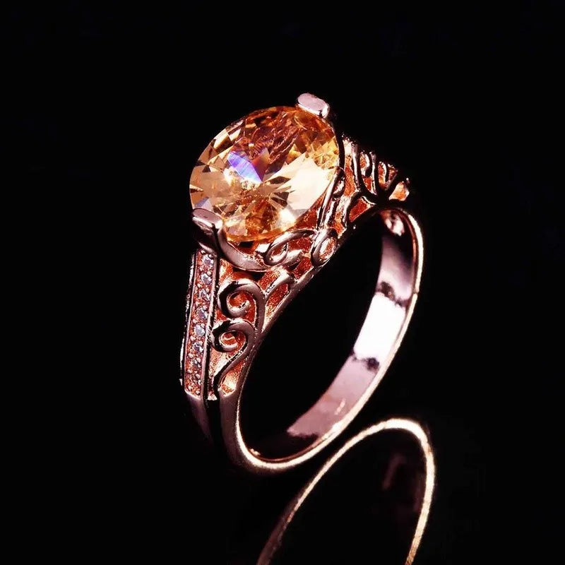 Rose gold ring copper band ring set