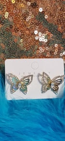 gold butterfly post earrings