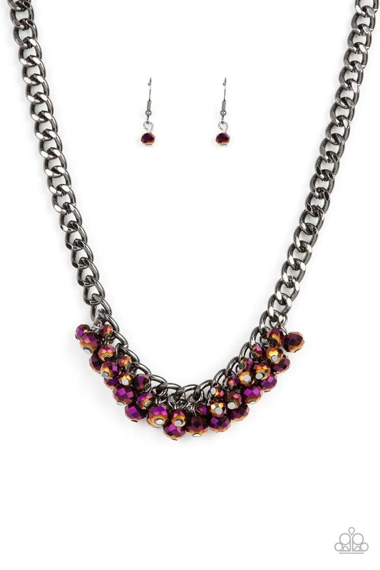 Galactic Knockout - Purple oil short necklace