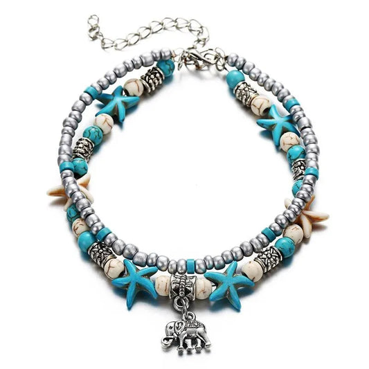 elephant blue anklet natural