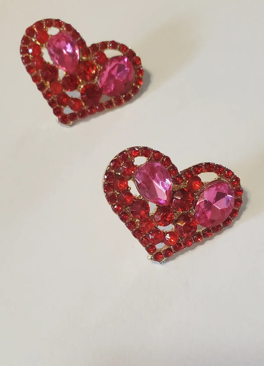 Heart diamond multi earrings 0696 post stud