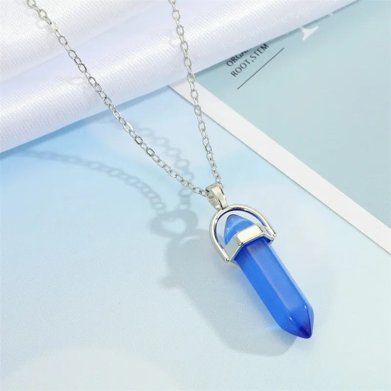 Healing crystal multiple colors short necklace