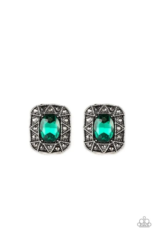 Young Money - Green earrings stud post papa