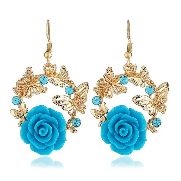 Garden butterfly multicable gold earrings6111