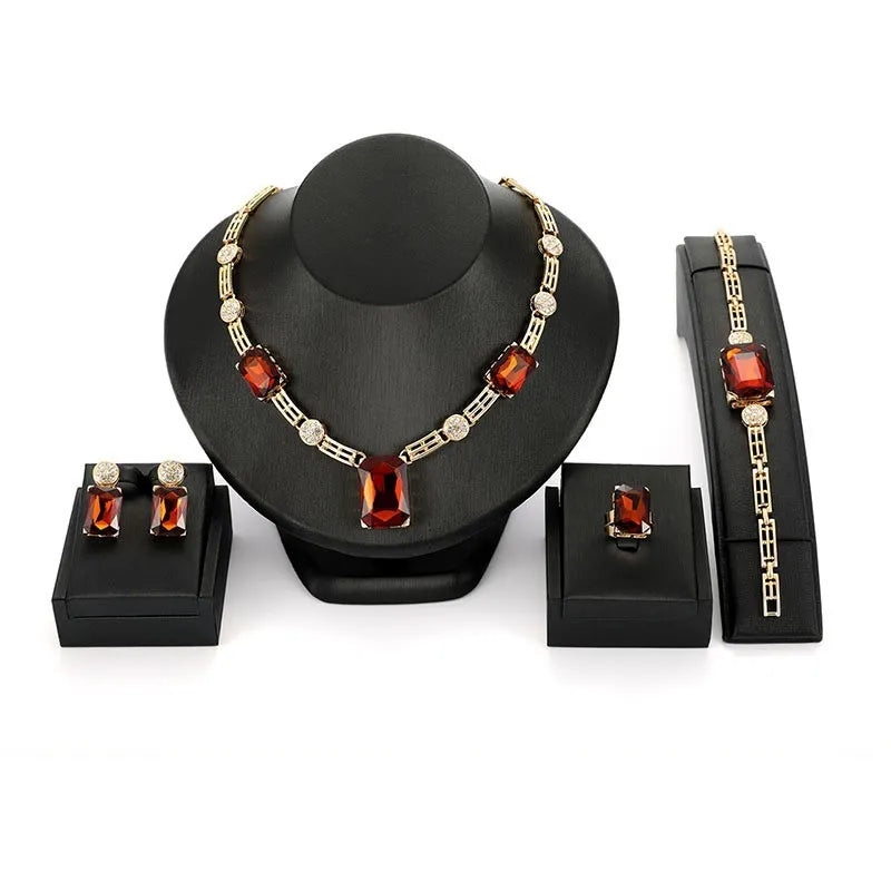 Hearts Flame red band necklace set