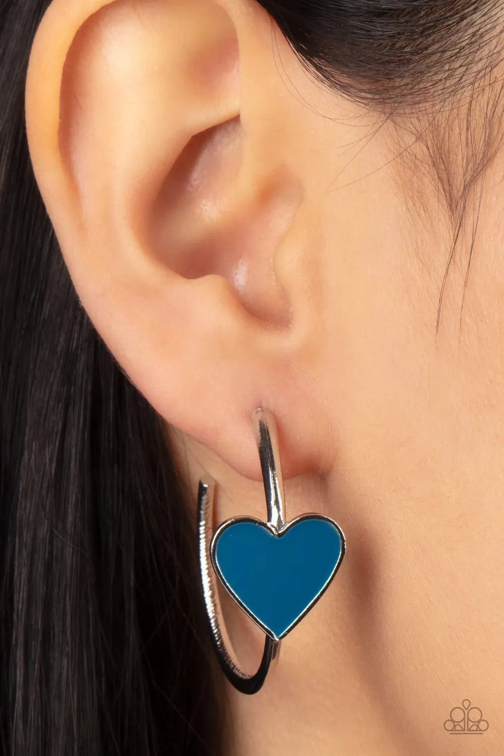 Kiss Up - Pink blue hoop earrings papa