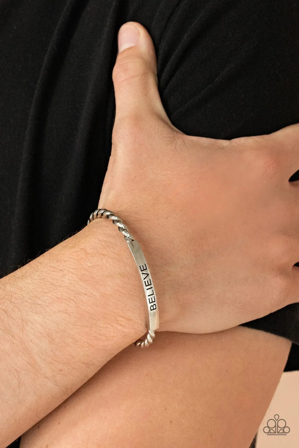 Keep Calm and Believe - Silver cuff bracelet papa