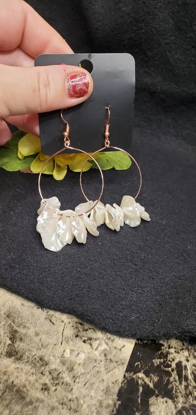 Sailboats and Seashells - Copper  white earrings papa