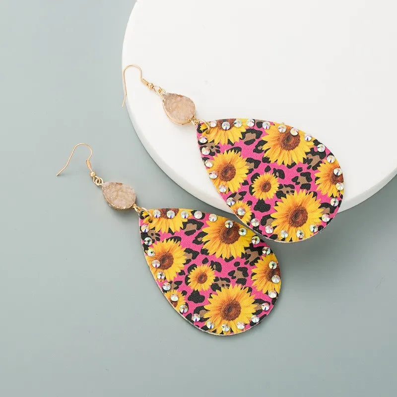 Sunflower leopard earrings 9336