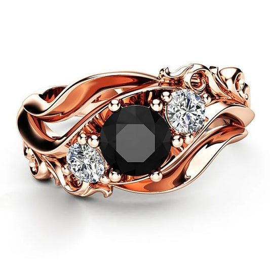 Gold black ring band 1098