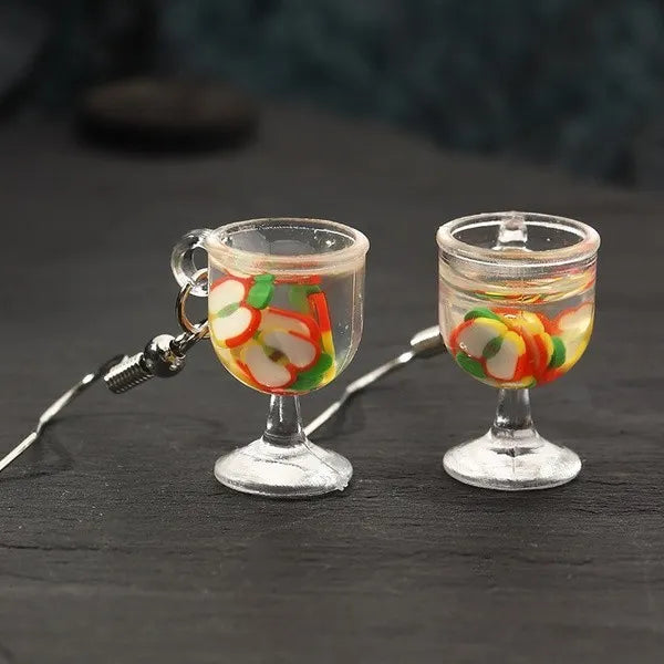 Wine and apple cocktail earrings