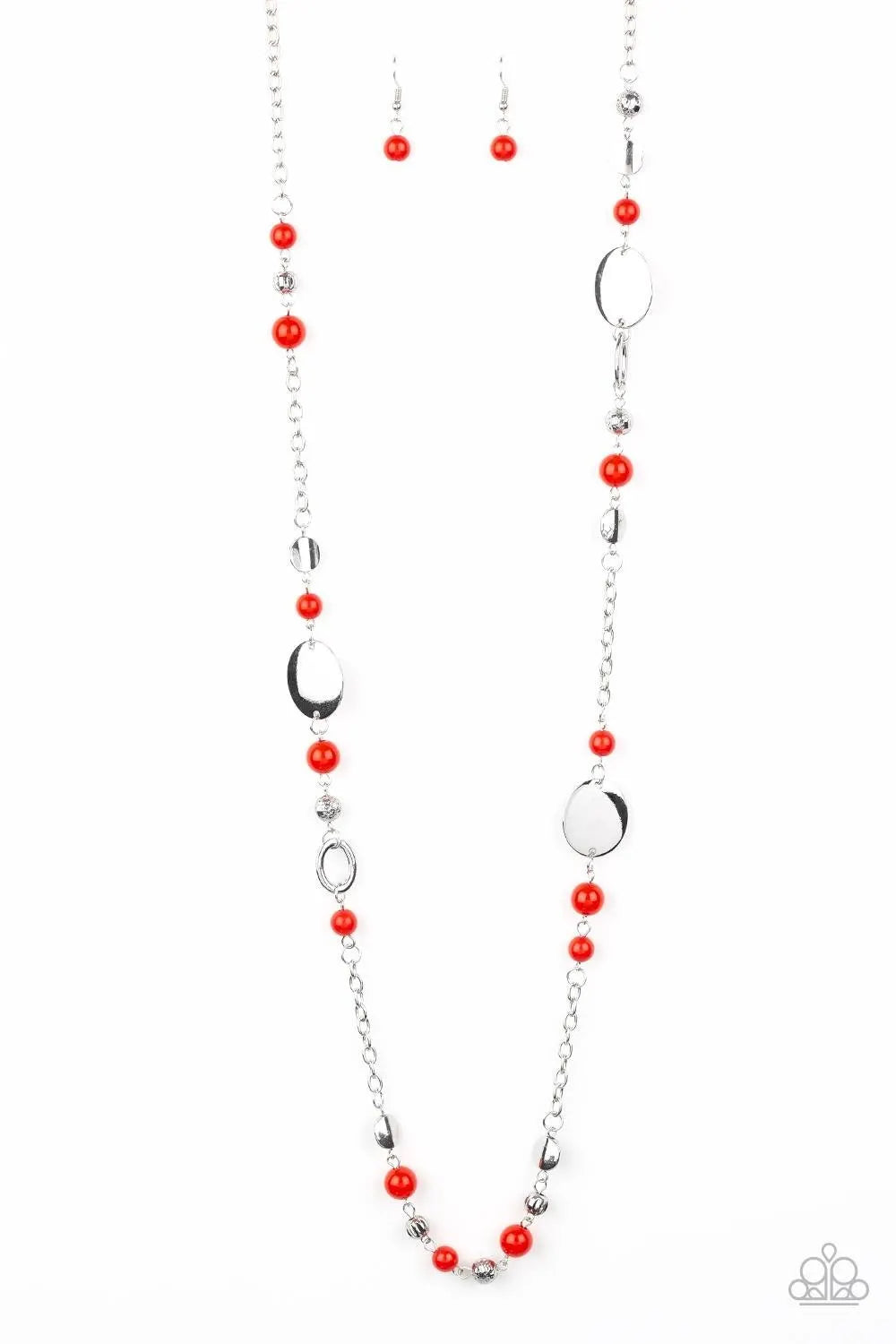 Serenely Springtime - red/ silver long necklace papa