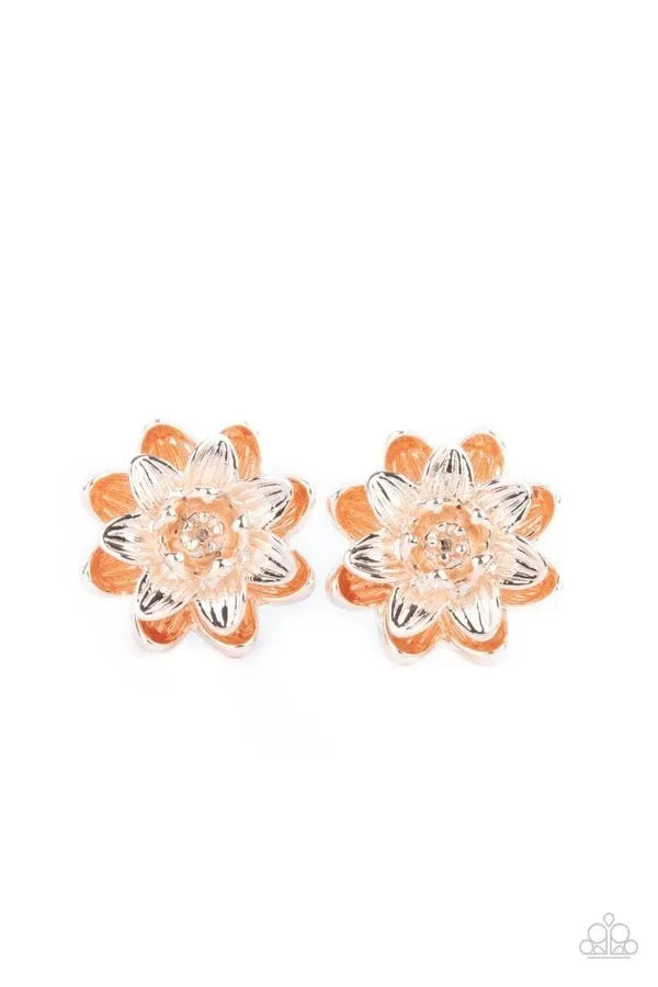 Water Lily Love - Rose Gold post earrings papa